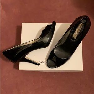 Banana Republic Black Patent Peep-toe Pumps